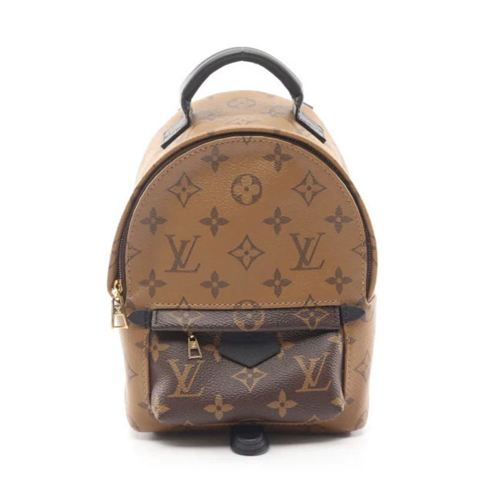 Louis Vuitton Palm Springs Backpack Rucksack Bag Canvas Leather Black Brown